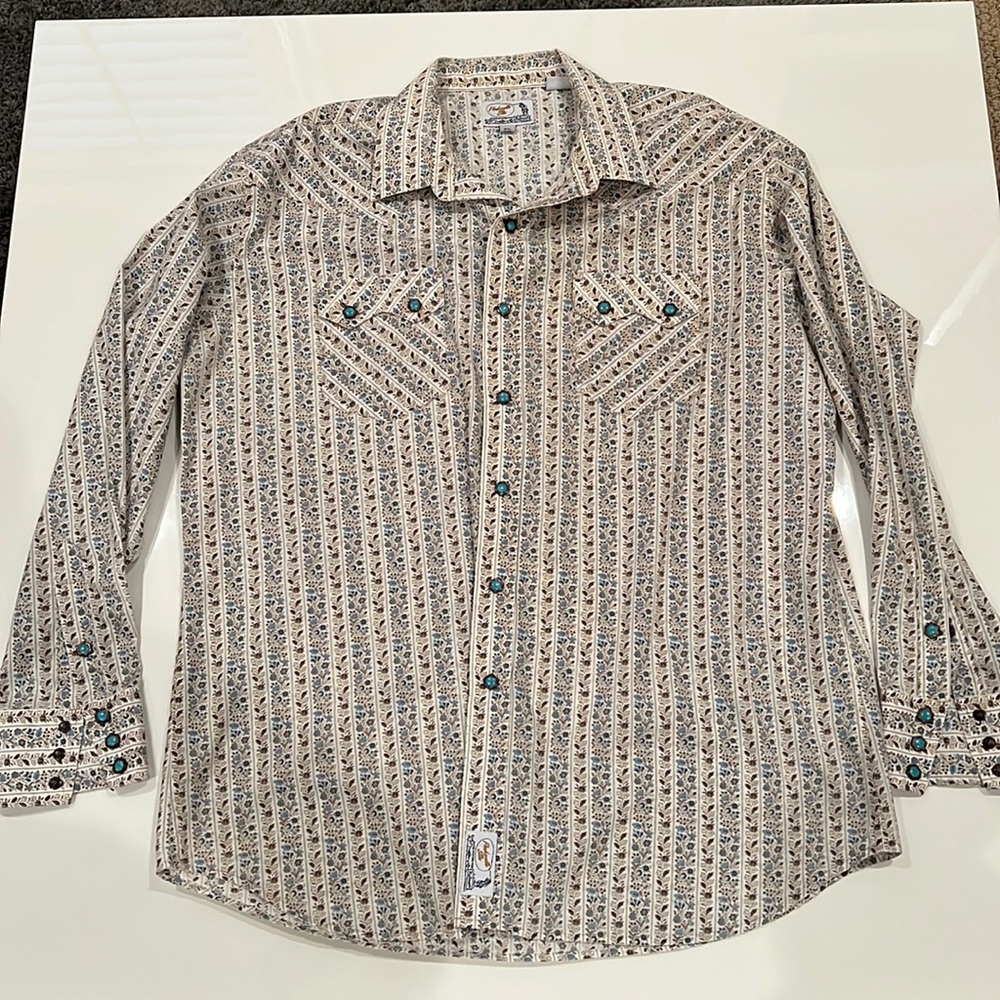 Turquoise snap cowboy shirt